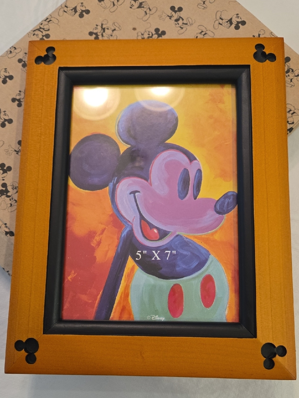Disney Light Brown Wood Frame with Black Mat and Mickey Accents